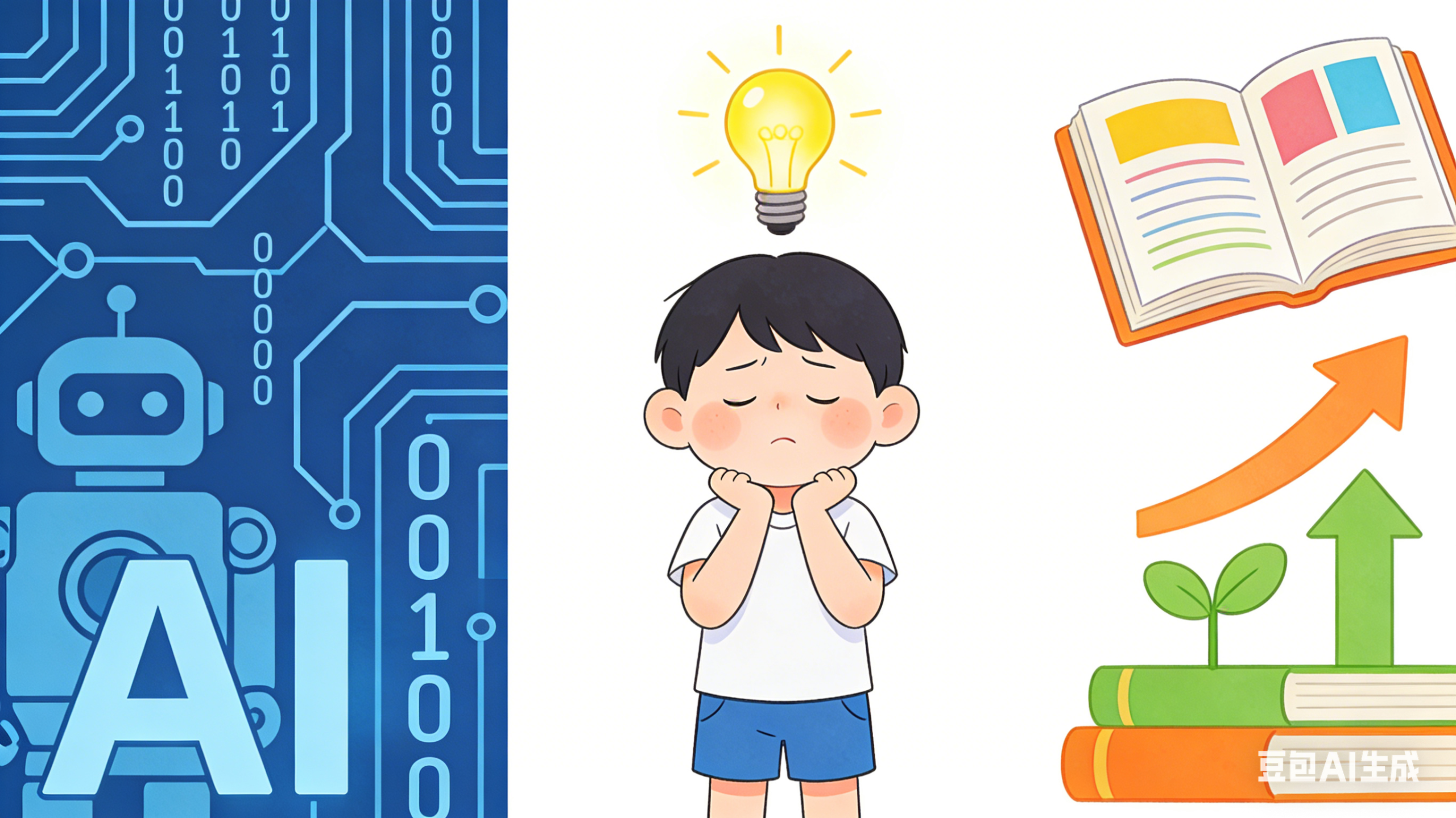 AI：工具/辅助；思考：学习的核心；书本：基础/素养